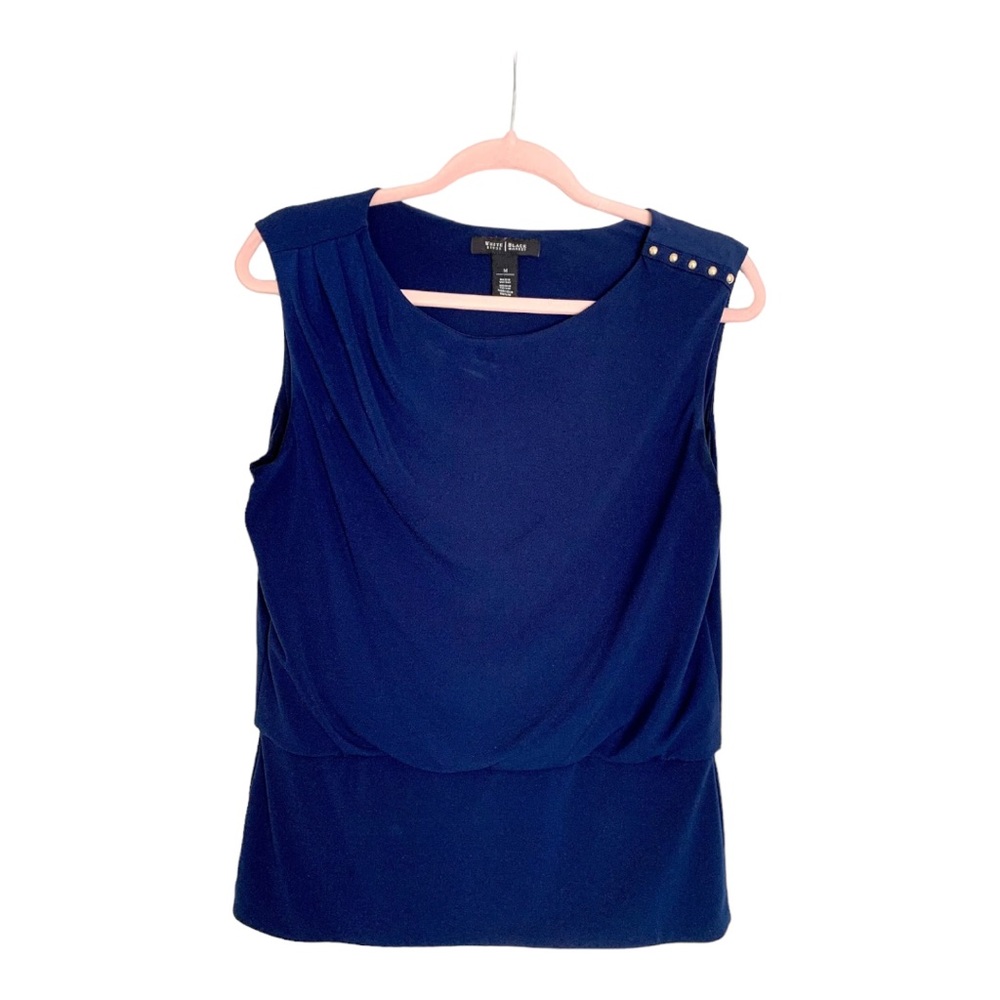 White House Black Market Blue Sleeveless top Blouse Size M